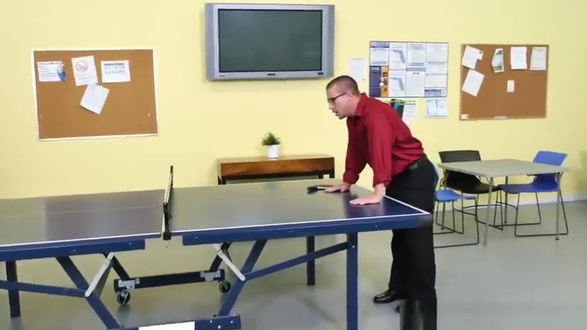 Harassed office stud facialized in trio