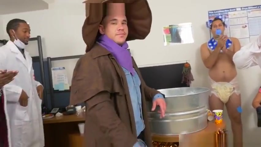 Halloween party at the office goes gay