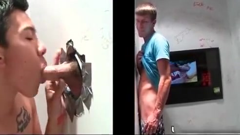 This horny dude sucks at glory hole
