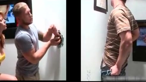 Nasty guy sucks stiff rod through gloryhole