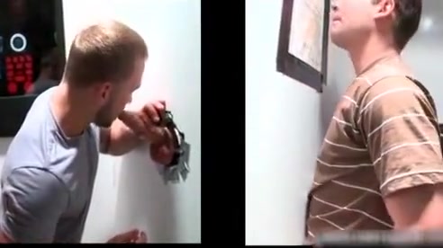 Nasty guy sucks stiff rod through gloryhole