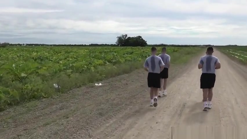 Muscular army hunks outdoors orgy action