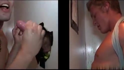 Horny gay gets his cock sucked off at the glory hole