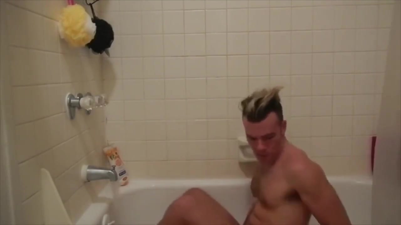 Hairy college jock takes showers