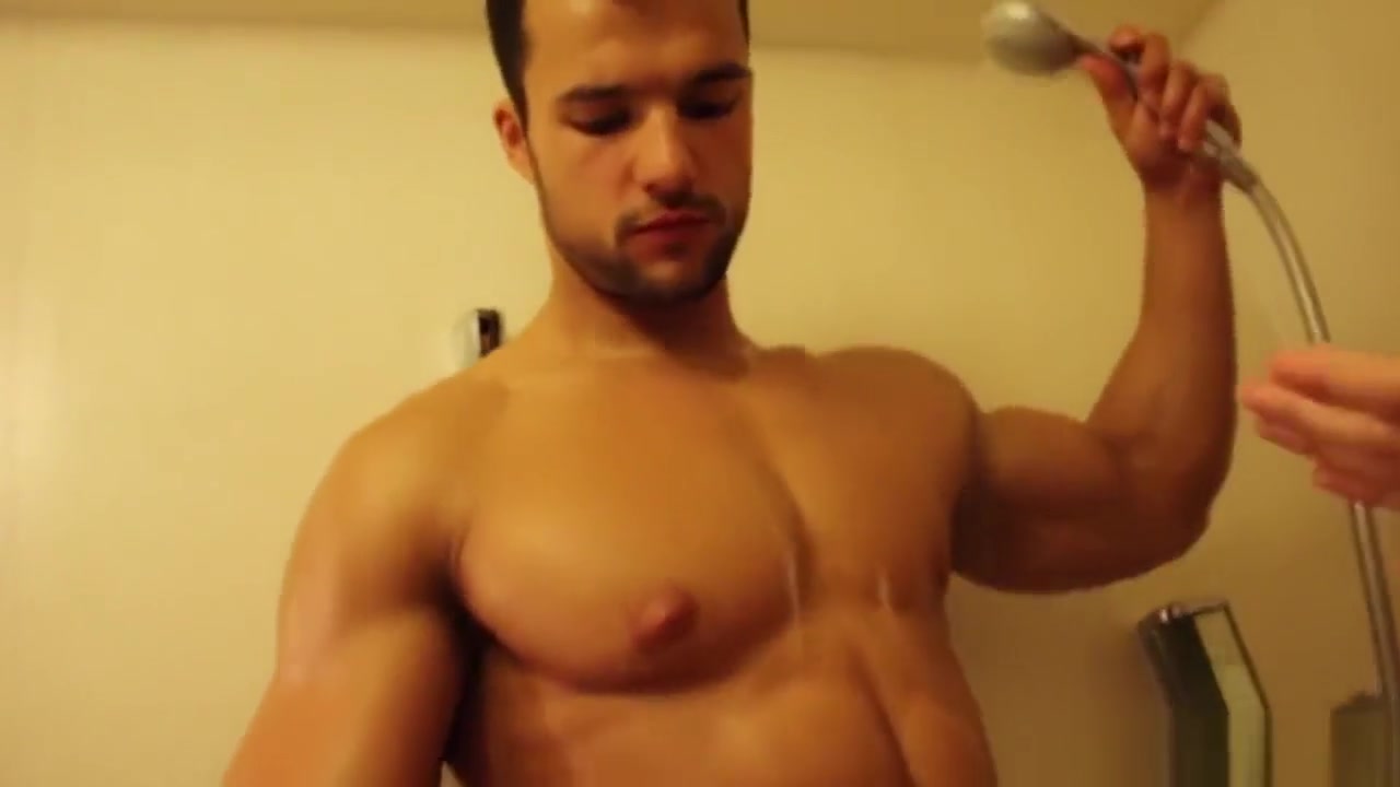 Muscled Step brothers taking a shower