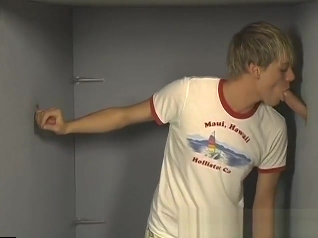 Cute boy sucking dick in gloryhole