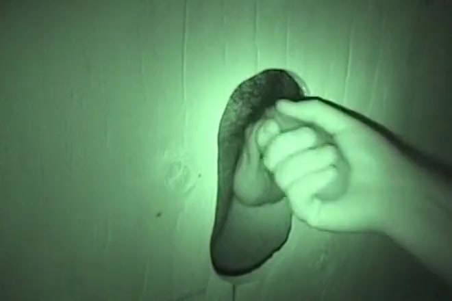 Auntie bob create a hidden gloryhole in a public restroom
