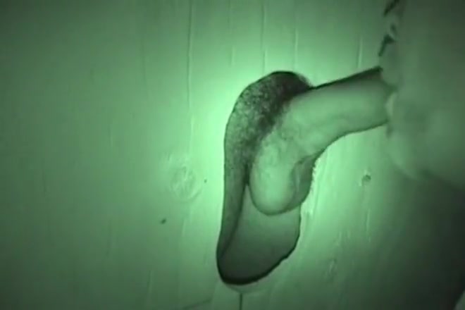 Auntie bob create a hidden gloryhole in a public restroom