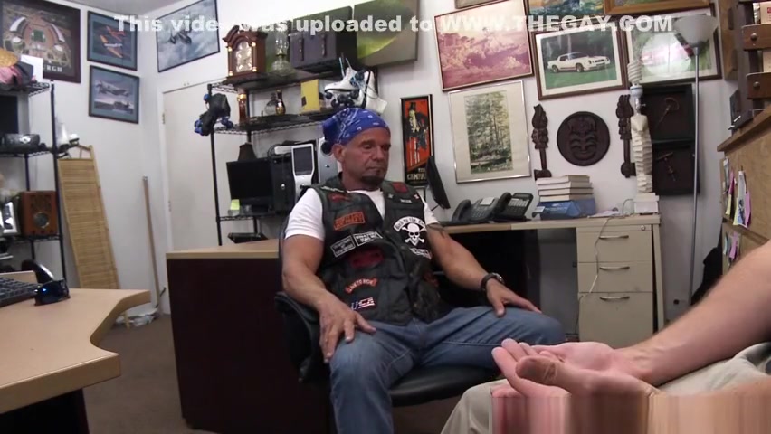 Pawnshop biker assfucked in the office
