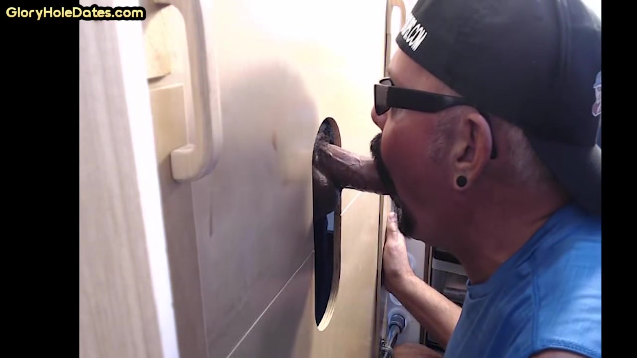 Gay cum addict sucks gloryhole hard cock at his home