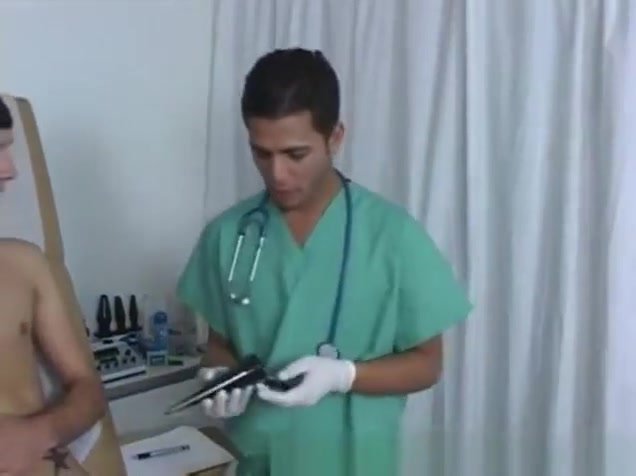 Nude smooth boy with male doctor