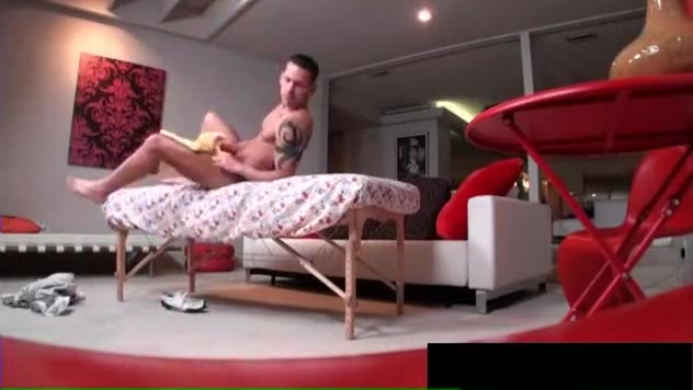 Nasty guy hunk gets oiled massage