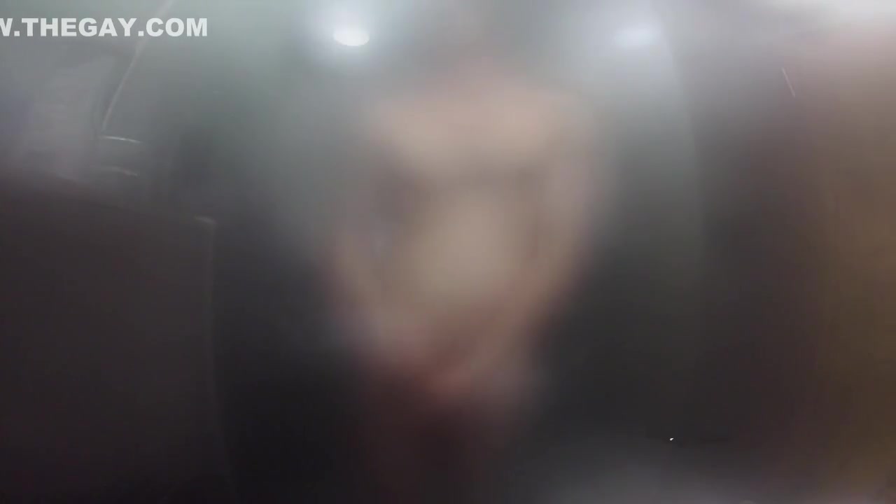 Twink jerks off and presses cock against glass in steamy shower session