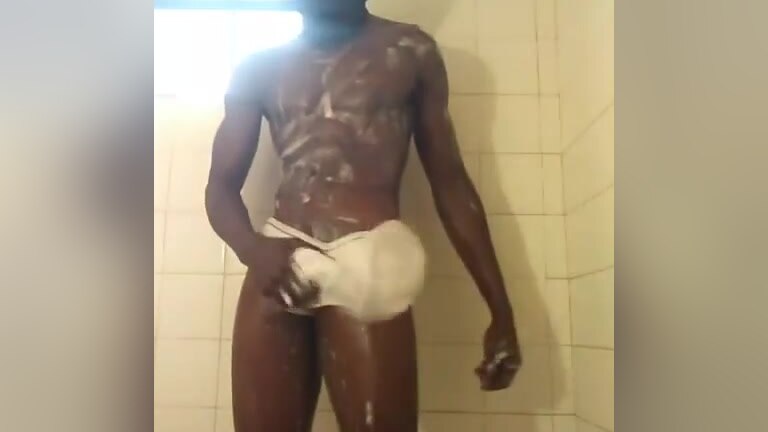 big dick thug jacking off in the shower