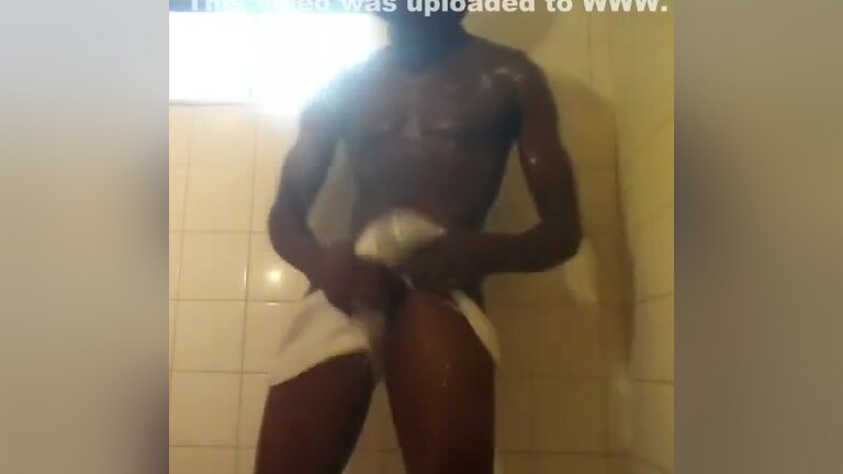 big dick thug jacking off in the shower