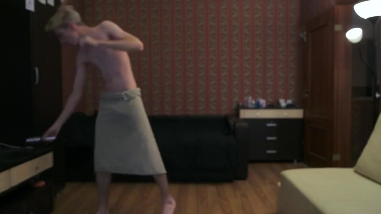 Skinny boy strokes his BWC after the shower - Narcissus by Alex Vick
