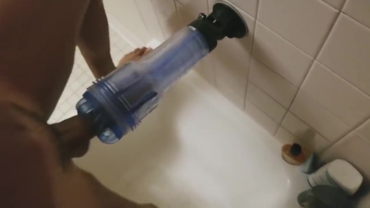 Fucking my Clear Pocketpussy in the Shower