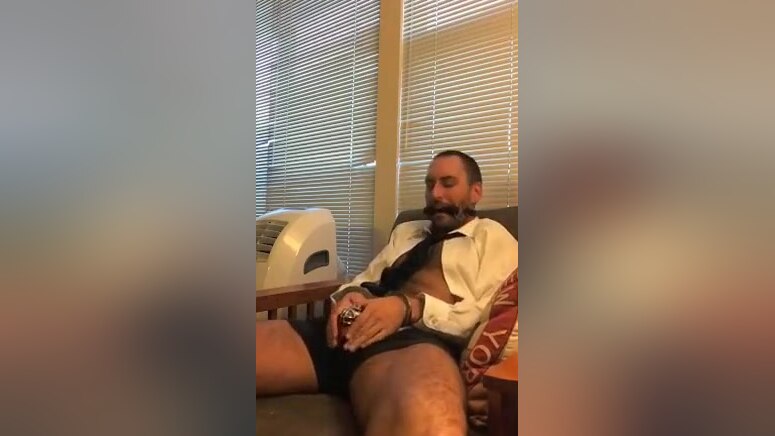 Locked Horny Officeboy Cuffed in Cute Socks