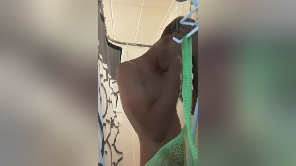 Spying on teen 18+ Boy in The Shower