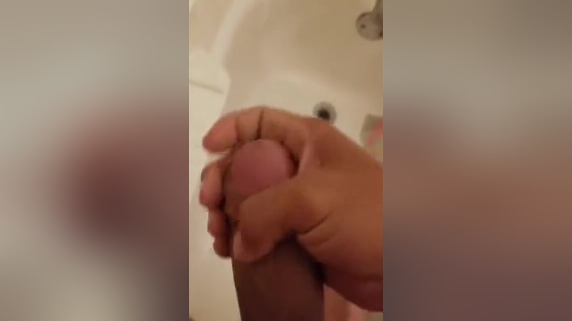 Horny playing with cock in the shower