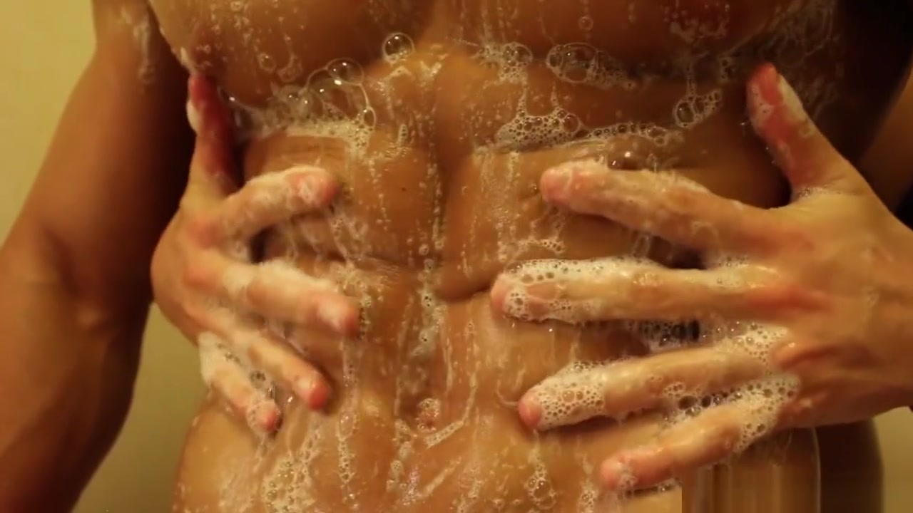 Muscular Step brothers flex and worship in shower