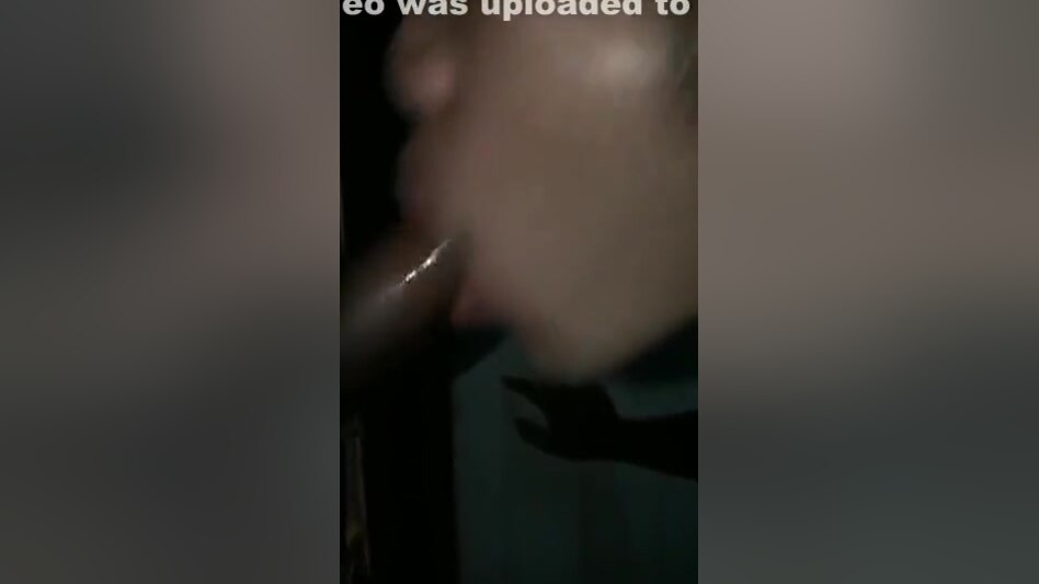 Gay gloryhole, sucking big black dick and cum