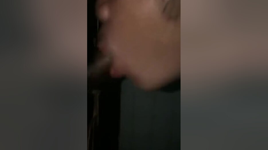 Gay gloryhole, sucking big black dick and cum