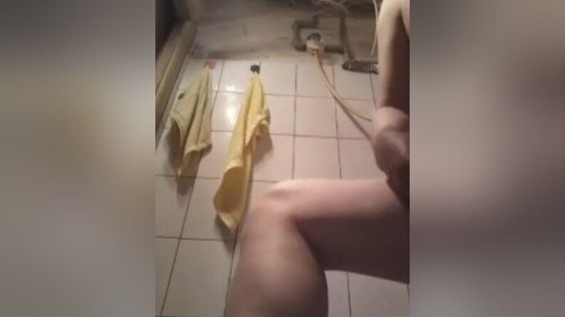 Chinese Step daddy Masturbation and Cumshot when taking a shower