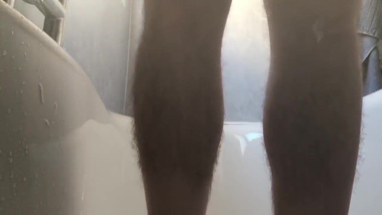 Messy wank and shower