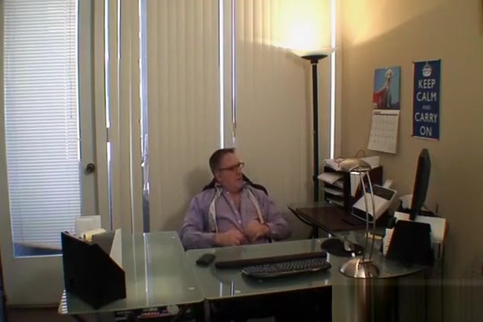 Step daddy jerks off in his office
