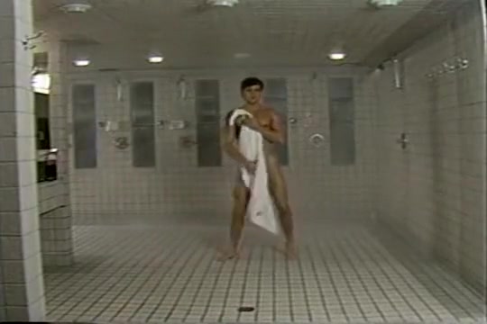 Jeff Stryker's shower dick dance, watch him swing that thing