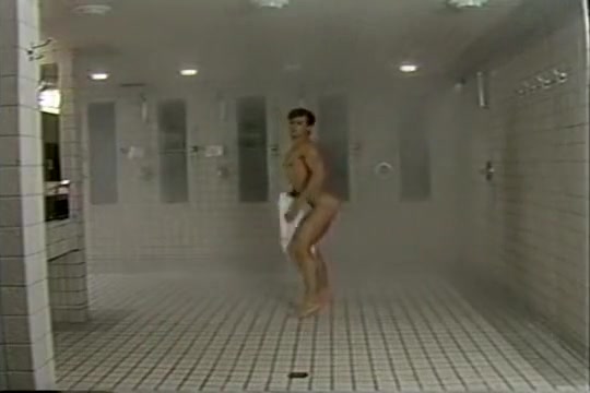 Jeff Stryker's shower dick dance, watch him swing that thing
