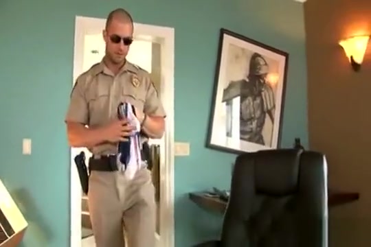 Officer Rod takes his nightstick and flashlight up his ass