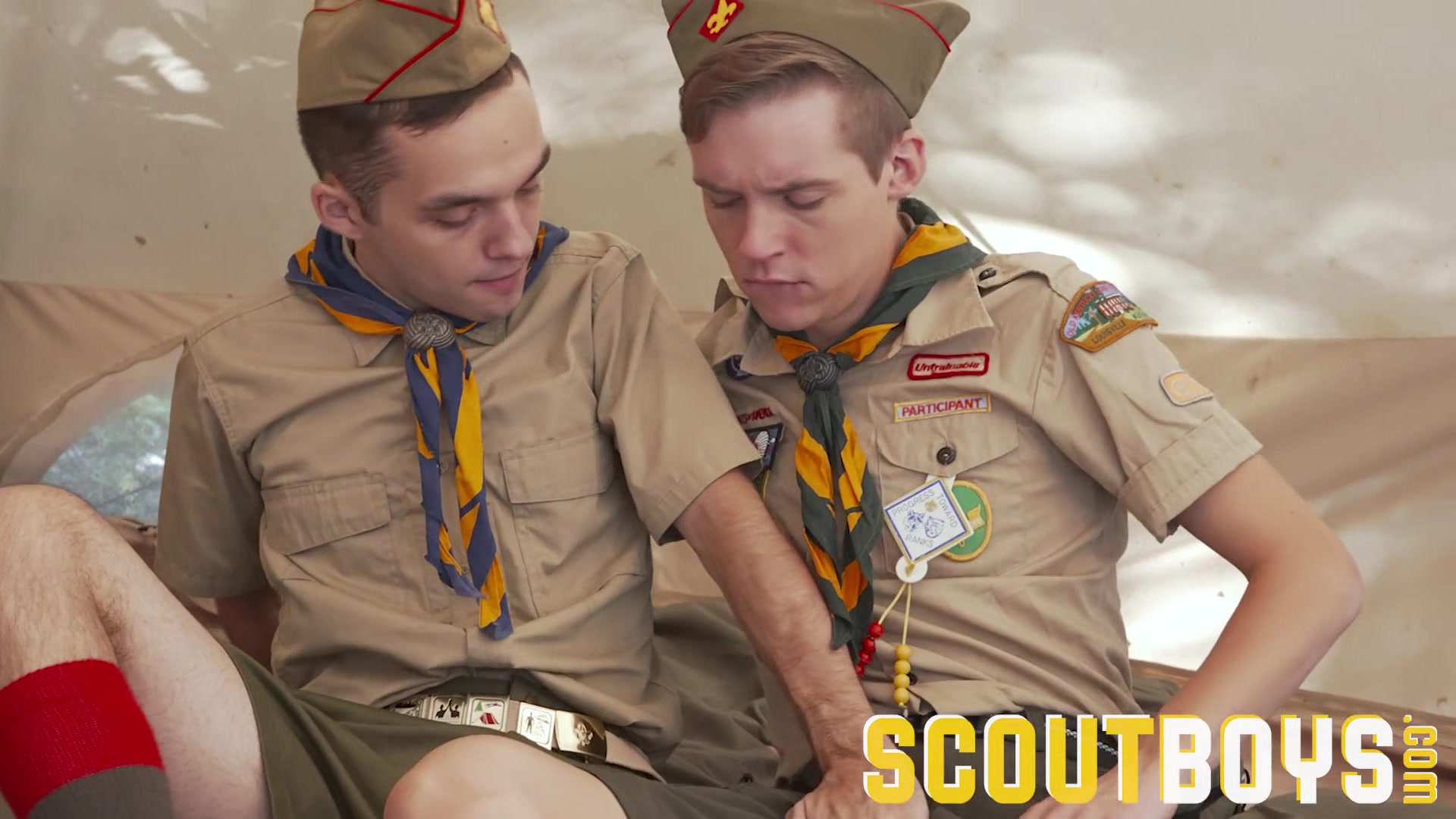 ScoutBoys - Hung, sexy, red-head, Legrand barebacks two boys in a tent