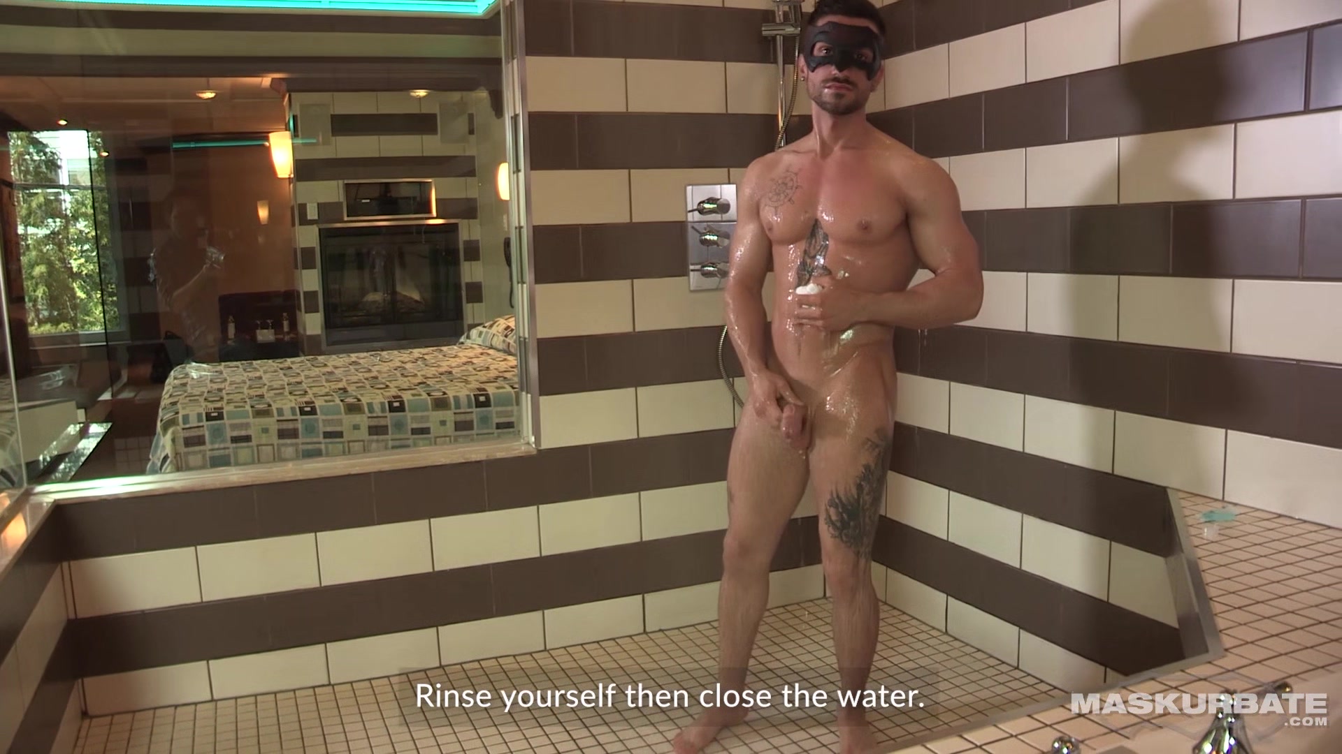 Maskurbate - Brunette Hunk Shower Scene Solo Jerk