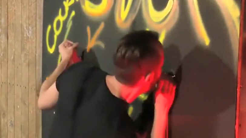 A guy gets fucked hard after sucking off through Glory Holes big cocks
