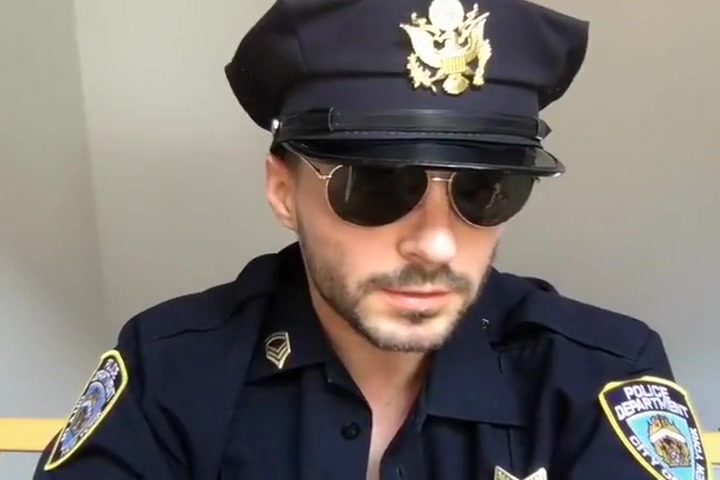 Officer Shoves His Baton Up His Butt to Cum