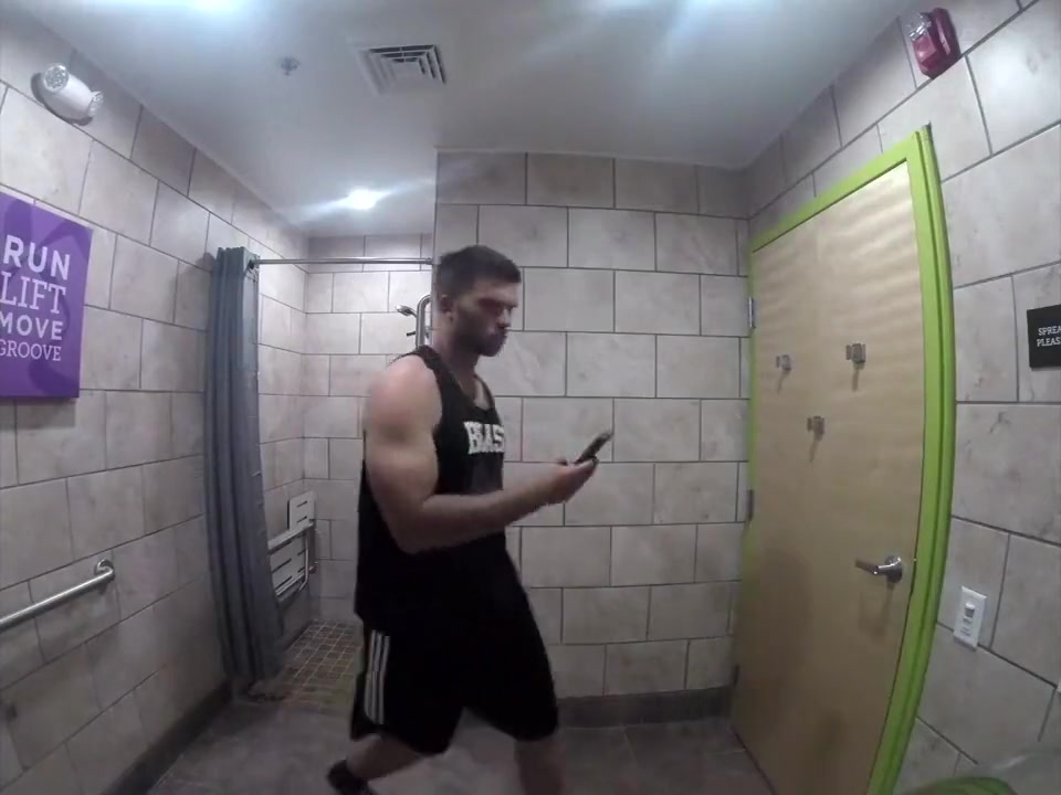 cute hunk shows off and showers