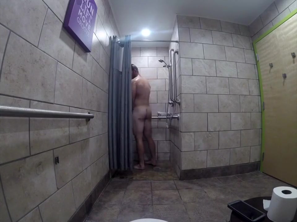 cute hunk shows off and showers