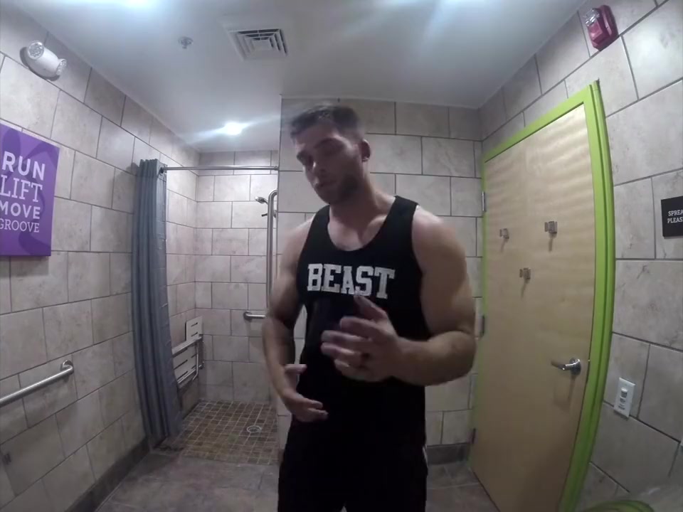 cute hunk shows off and showers