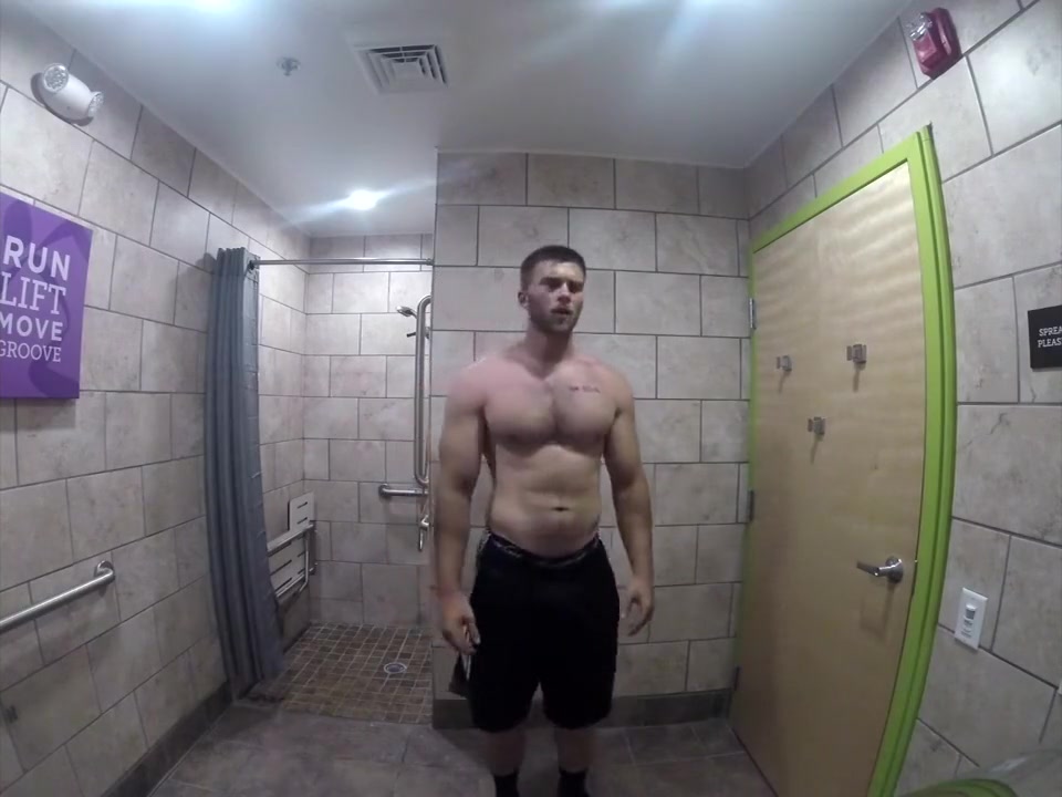 cute hunk shows off and showers