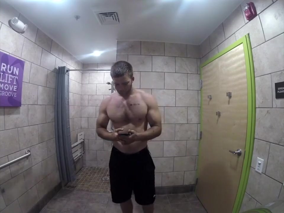 cute hunk shows off and showers