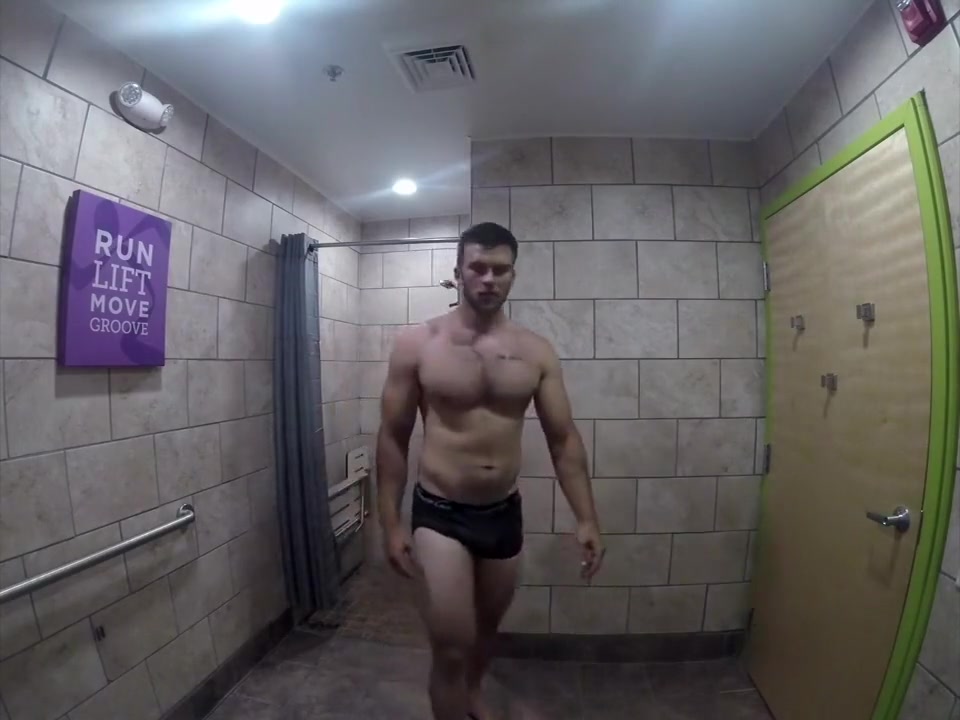 cute hunk shows off and showers