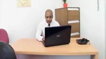 Sexy boy was fucked by a huge black dick in the office