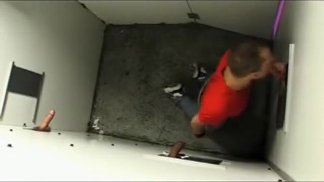 Lustful Guy Blowing Cock in Gloryhole