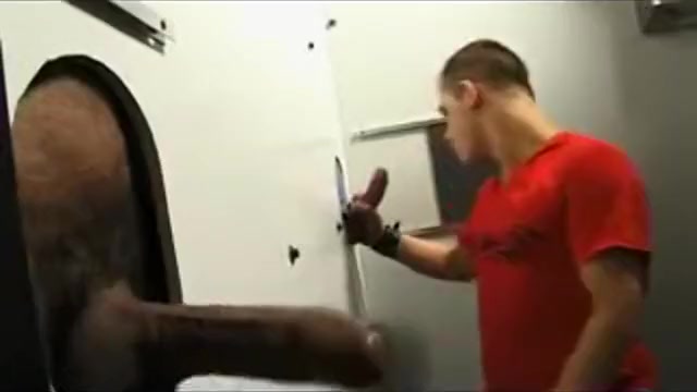 Lustful Guy Blowing Cock in Gloryhole