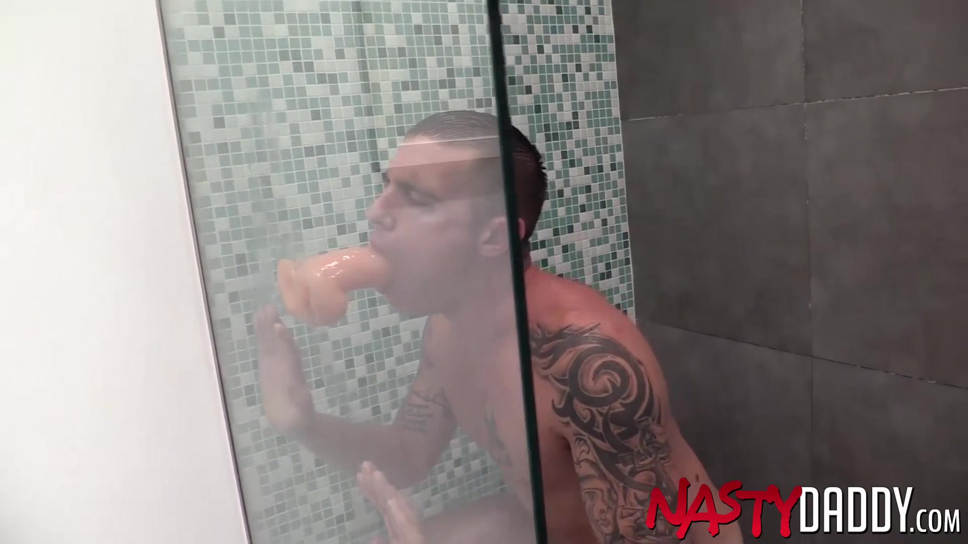 NASTYDADDY Tattooed Jock Masturbates Dick And Uses Dildo