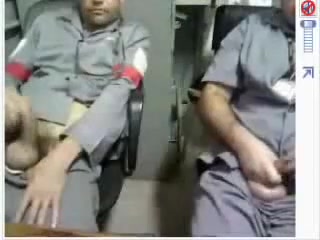 Employees jerking together at office