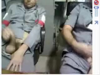 Employees jerking together at office