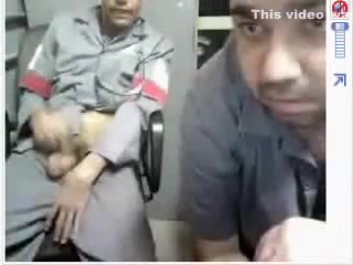 Employees jerking together at office